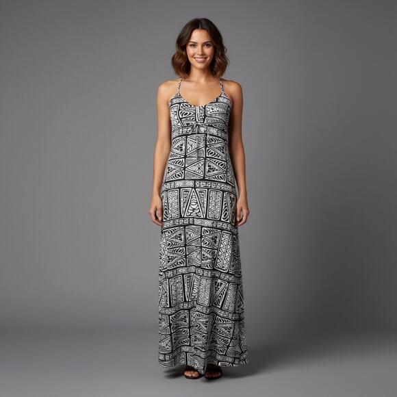 O'Neill Dresses & Skirts - Y2K O'NEILL Abstract Allover Print Sleeveless Dress Womens Sz Small White/Black